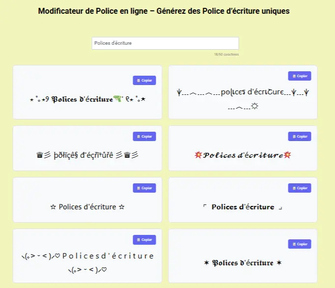 Modificateur de Police en ligne – Générez des Polices d'écriture Uniques 1 Police d’écriture