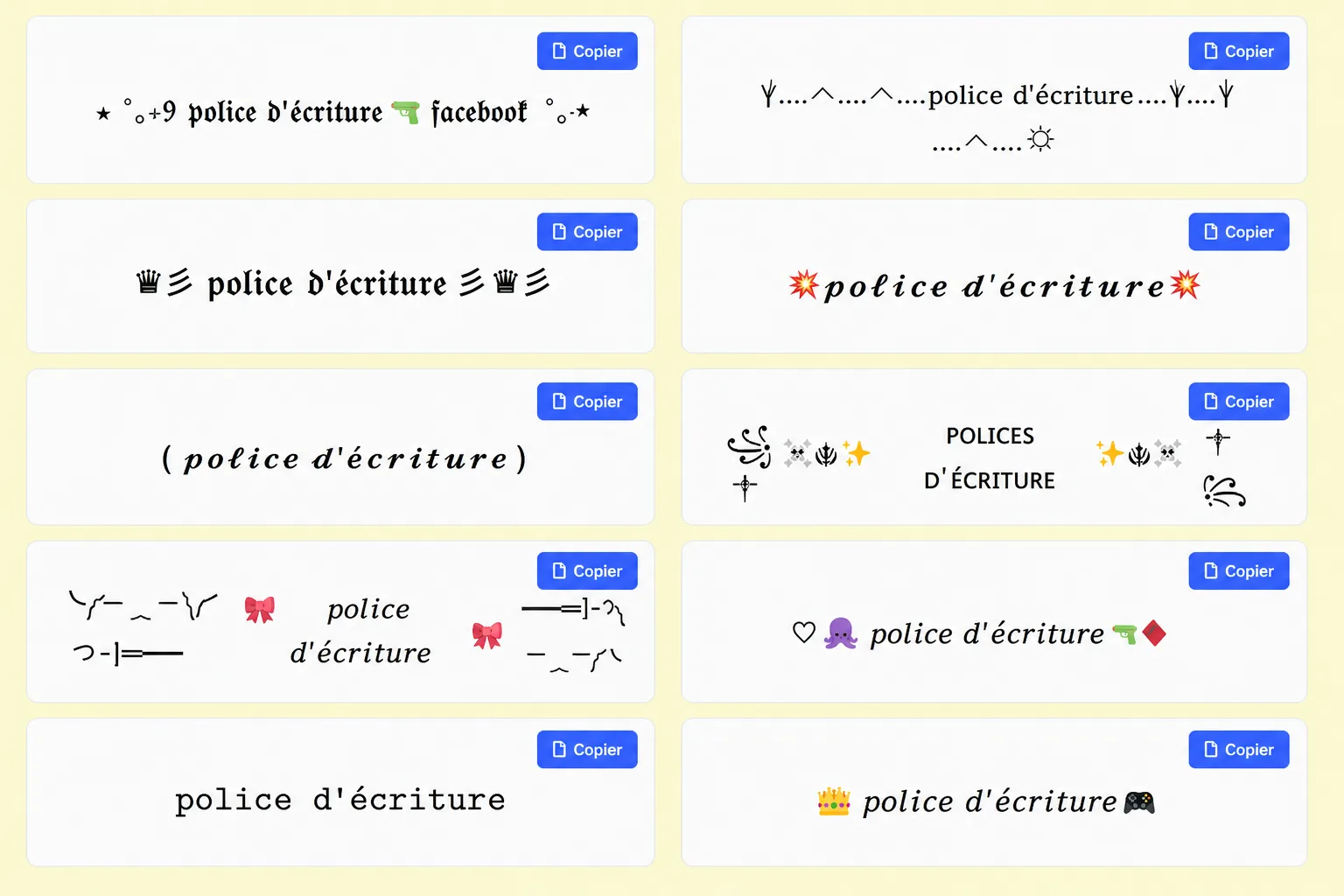 Police d'écriture Facebook 2026